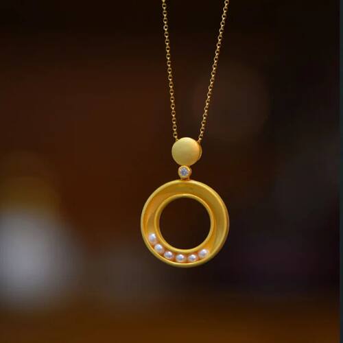 Ancient Gold Craftsmanship Matte Pearl Necklace for Women Si