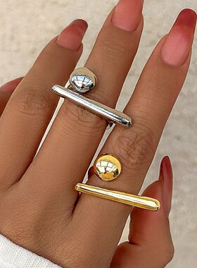 Creative Irregular Geometric Tiny Ball Open Ring for Women W