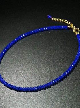 Summer Boho Handmade Black Blue Crystal Beads Clavicle Chain