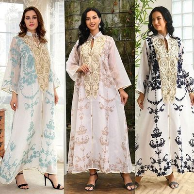 Elegan Dubai Arabic  Dress Long Robe for Women Fashion Eveni