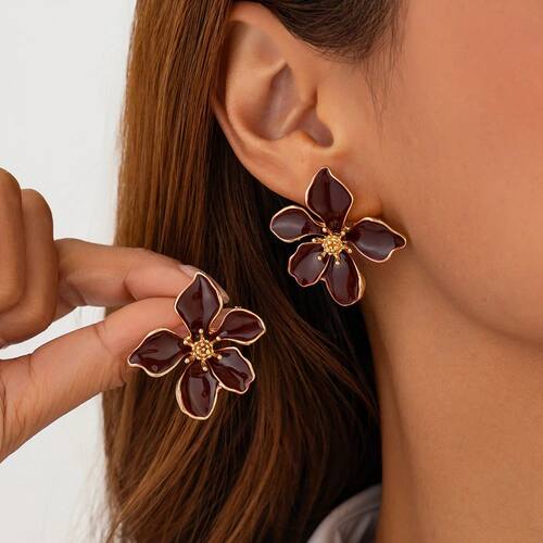 New Drip Oil Flower Earrings for Women Elegant Retro Design