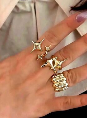 Sainless Seel Cross Sar Open Rings for Women Men 18K Gold Pl