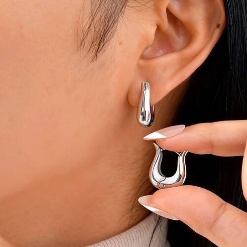 New 18K Gold Color Glossy Women's Hoop Earrings U-shape Hugg