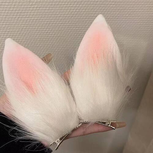 1PC Handmade Hair Clips for Women, Cute Cat & Fox Plush Ear