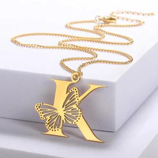 Dainty Big Butterfly Letters Necklaces For Women Girl Jewelr