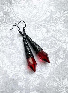 Vinage Red Crysal Teardrop Pendan Earrings For Women Gohic S