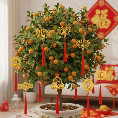 6/10Pcs Gold Chinese New Year Pendant Waterproof Wealth Spri