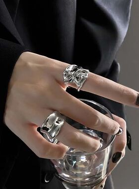 Gohic Irregular Brigh Face Wide Edge Rings for Women New Fas