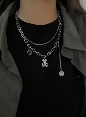 Korean Stainless Steel Choker Layered Necklace Women Punk re