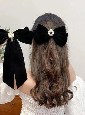 Women Big Bow Hairpin New Black Velvet Bowknot Hair Clips fo