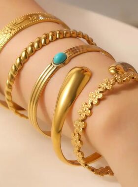 Sainless Seel Braceles for Women Adjusable Open Waer Drop Fl