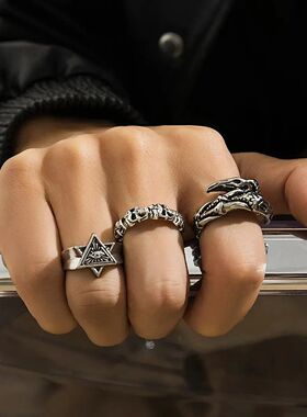 Vintage Cool Claw/Geometry Rings Set for Men ndy Daily Set F