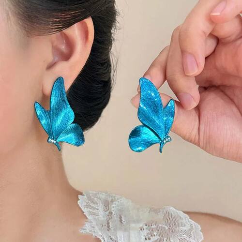 Butterfly Earrings Colorful Blue Elegant Wings Studs ndy  Pe