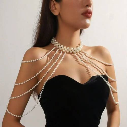 Handmade Jewelry Imitation Pearls Shoulder Chain Round Bead