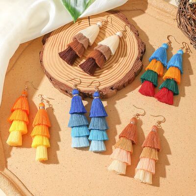 New ho-selling bohemian vacaion syle, colorful fringed earri