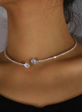 Fashion Rhinestone Heart Collar Choker Necklace For Women Si