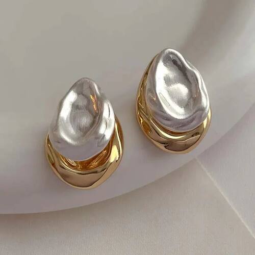 Fashion Jewelry Back With Front Metal Splicing Stud Earrings