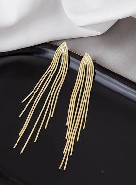 New Vintage Popular Long Earrings For Women Gold Color Tasse