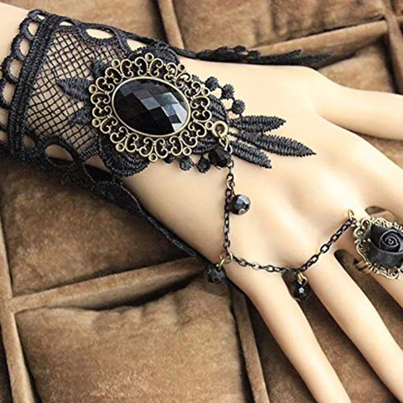 Lace Rose Bracelets Women Vintage Gothic Butterfly Bracelet