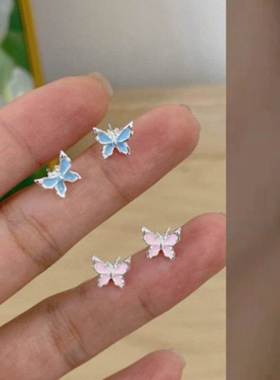 Fashionable and Sweet Drip Oil Butterfly Earrings Compact