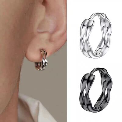 2pc Gothic Double Twist Ear Buckle Earrings For Men/Women Si