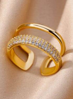 Zircon Rings for Women Open Stainless Steel Ring 2024 rend L