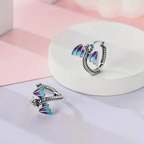 Popular Thai Silver Dragon Wing Earrings for Men and Women H