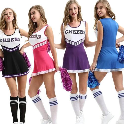 Girl Cheerleader Uniform Costume Hight School Pompoms Cospla