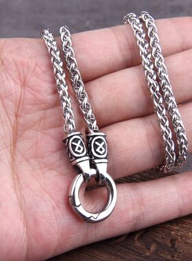 Nordic viking rune with Open Round Clasp pendant necklace st