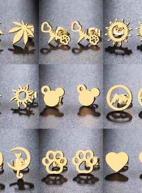 Stainless Steel Earrings Minimalism Map Sun Classic Hot Sale