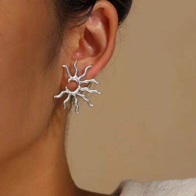 Exquisi Sainless Seel Sun Shape Sud Earrings for Women Ruspr