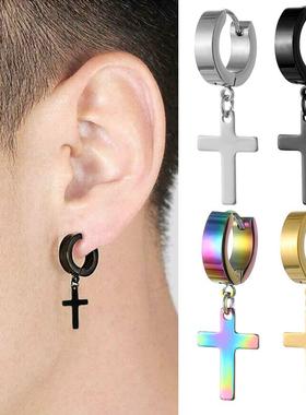1 Piece Women Men's Stainless Steel Earrings Black/Silve