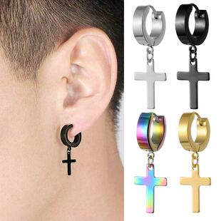 1 Piece Women Men's Stainless Steel Earrings Black/Silve