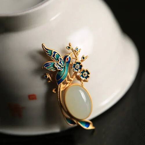 Original Ancient gold craft Natural Hetian jade necklace ena