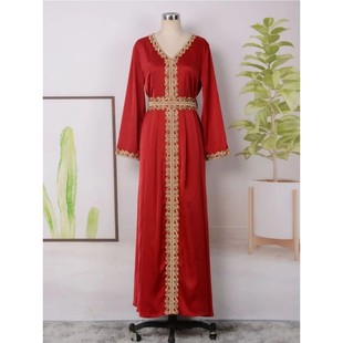 Party Dress for Women Jalabiya Beading Lace-up   Long Dresse