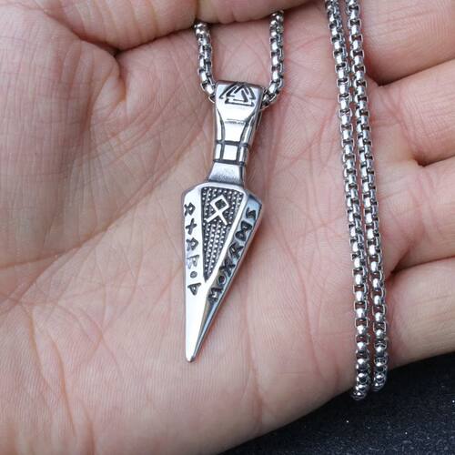 Retro Norse Spearhead Necklace for Men Stainless Steel Chain