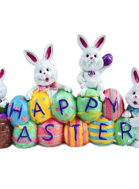 Easer Resin Ornamen Se Hand Pained Bunny Eggs Decor Fesive H