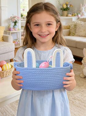 Easer Bunny Woven Baskes Creaive Easer Eggs Toe Baske Caroon