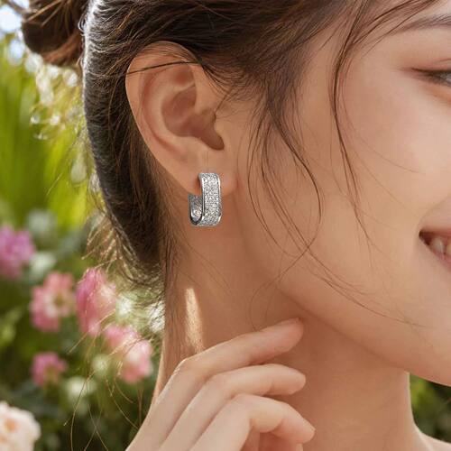 Luxury Gemstone Square Hoop Earrings Gold Silver Color Big H