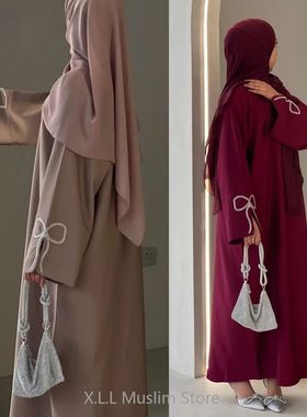 Solid Color  Dubai Luxury  Women Dresses Kafan Kebaya ic Wom