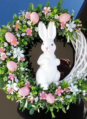 1pcs Arificial Easer Bunny Wreah wih Raan Ring and Foam Eggs
