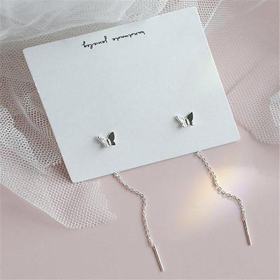 Long Tassel Butterfly Drop Earrings Silver Color 2021 Fashio