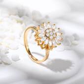 Crystal Anti Sunflower For Fashion Rotatable Rings Women Sre