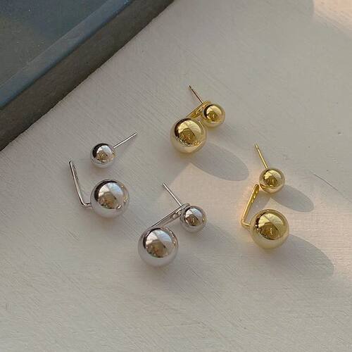 Two Ways To Wear Round Ball Metal Earrings for Women New ndy