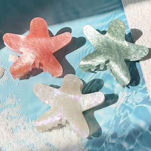 Starfish Hair Clips Summer Five-Pointed Star Clip Glittering