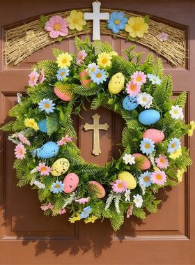Easer Wreah Hanging Decoraion Arificial Wreah wih Easer Eggs