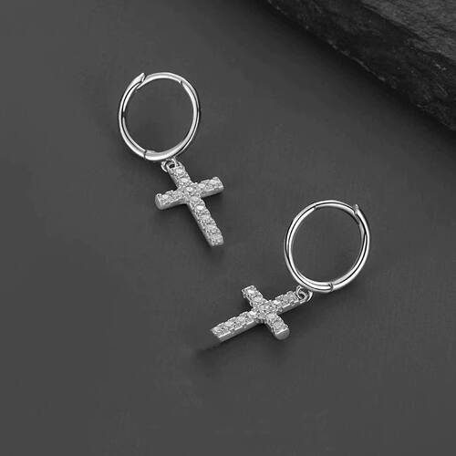 Trendy Cross Earrings Unisex Neutral Minimalist Style Zircon