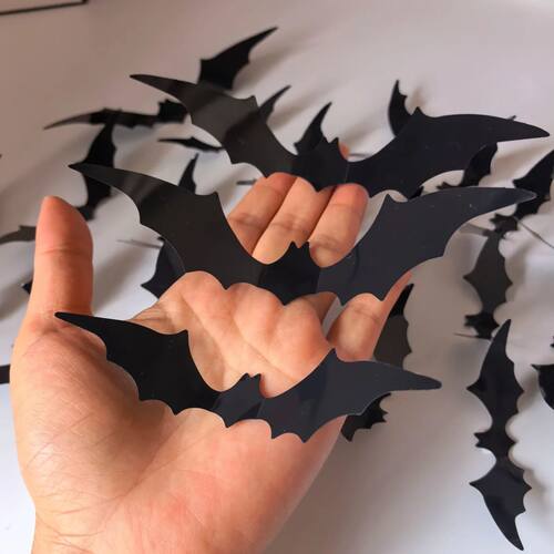 Halloween 3D Black Bat Wall ers For Home Room Indoor Decorat