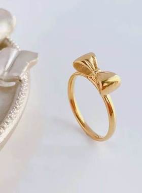 2024 rend Vintage Gold Color Stainless Steel Bowknot Rings F