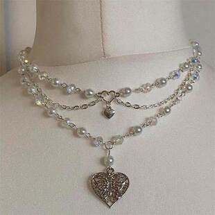 Pearls Butterfly Heart Fairycore Choker Necklace Y2K Pixie F